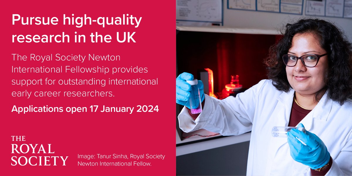 The Newton International Fellowships are now open for applications. These fellowships are for non-UK early career scientists who wish to conduct research in the UK. Find out more, including how to apply: #RSGrants royalsociety.org/grants-schemes…