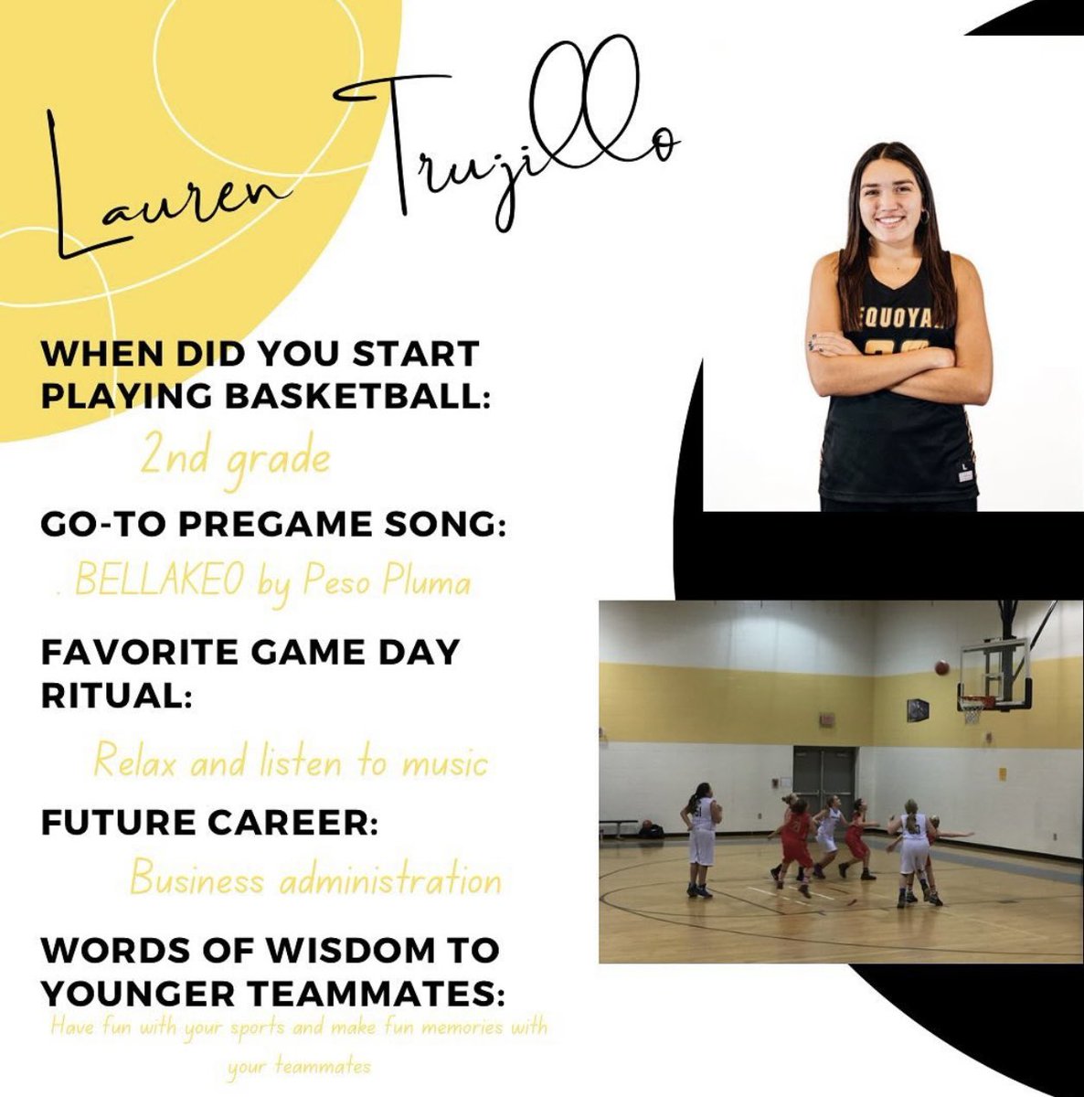 Sequoyah Lady Chiefs (@shsladyhoops) on Twitter photo Today’s senior spotlight features Miss Lauren Trujillo! Check out what #30 has to say❤️🏀
<a href="/Lauren_T33/">Lauren Trujillo</a> Today’s senior spotlight features Miss Lauren Trujillo! Check out what #30 has to say❤️🏀
<a href="/Lauren_T33/">Lauren Trujillo</a>