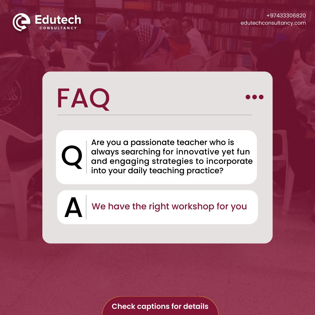 EdutechCTQ's tweet photo. Our workshop will help you:
● Explore trending techniques in teaching reading and writing.
● Learn  creative teaching strategies
● Gain information about practical implementation of useful methods.

 Save the date:
 17th February at Pullman Doha.
#teacher
#TEACHers
#Qatarqatar https://t.co/ryZDtncK3M