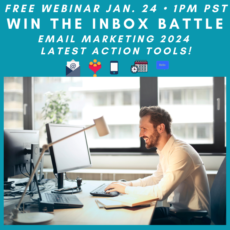 tmademkt's tweet photo. 1/24 Join our #WebinarWednesday: Win the Inbox Battle—Email Marketing 2024 Latest Action Tools! https://t.co/vruPZP1SOk with #ConstantContact #SouthbaySBDC #EmailMarketingTips https://t.co/J1ytvHhVEL