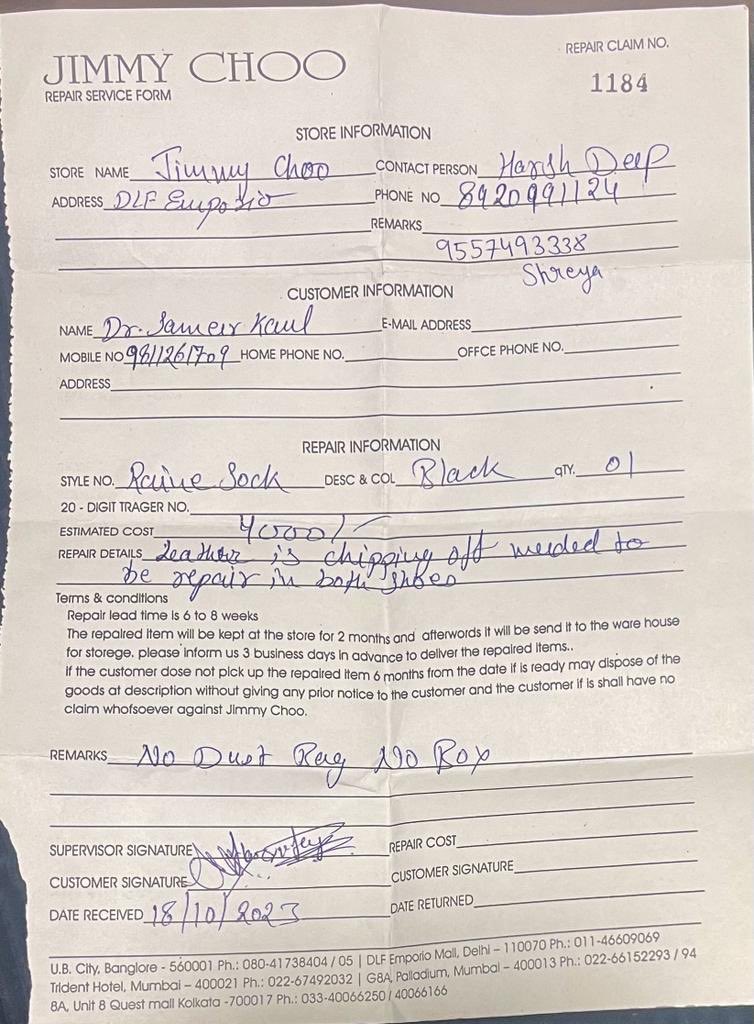 #Sell you do.  But your #aftersalesservice sucks big time. 3 bloody months now ! Still waiting for my shoes ? What a #shame !  ⁦⁦<a href="/jimmychoo/">Jimmy Choo</a>⁩ ⁦<a href="/GenesisLuxury/">Genesis luxury</a>⁩  ⁦<a href="/relianceretail/">Reliance Retail</a>⁩  #indialuxury  #nonprofessional  #embarrasment  #nocorevalue  #dlfemporio