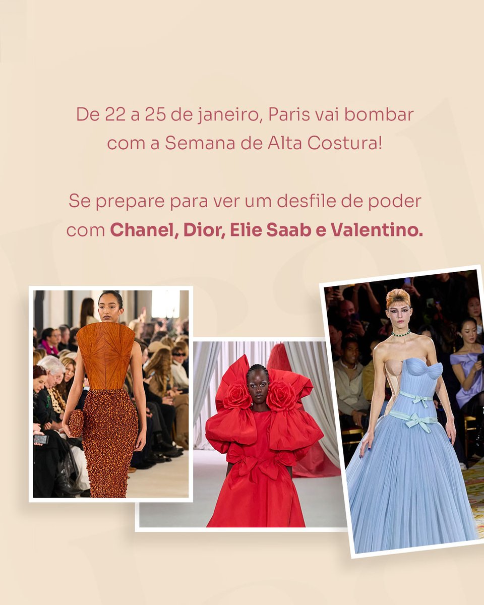 isabelle_degeus's tweet image. Hoje foi o primeiro dia de um dos eventos mais importantes da moda em Paris: Paris Haute Couture! Alta costura é a expressão em português para &quot;Haute couture&quot;, e esse evento surge para definir as próximas tendências dos eventos de moda, exibindo elegância e inovação!
