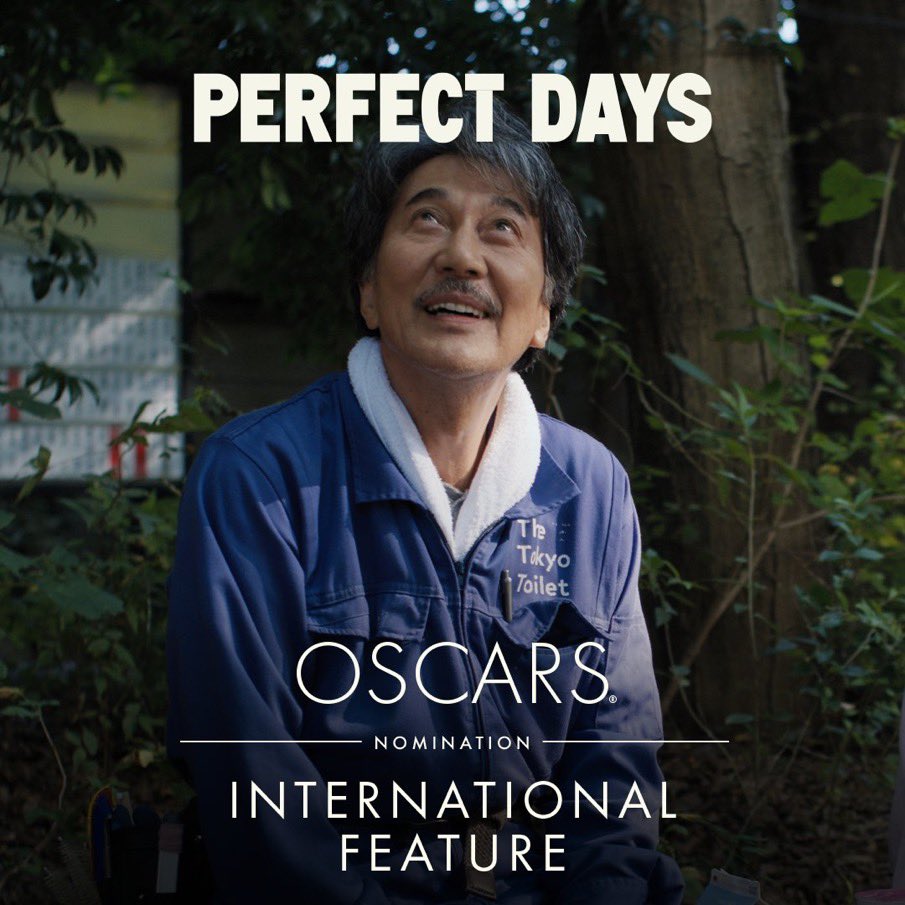 Delighted that our 2023 Closing Film, Perfect Days, has been nominated for Best International Feature at the Academy Awards #Oscars