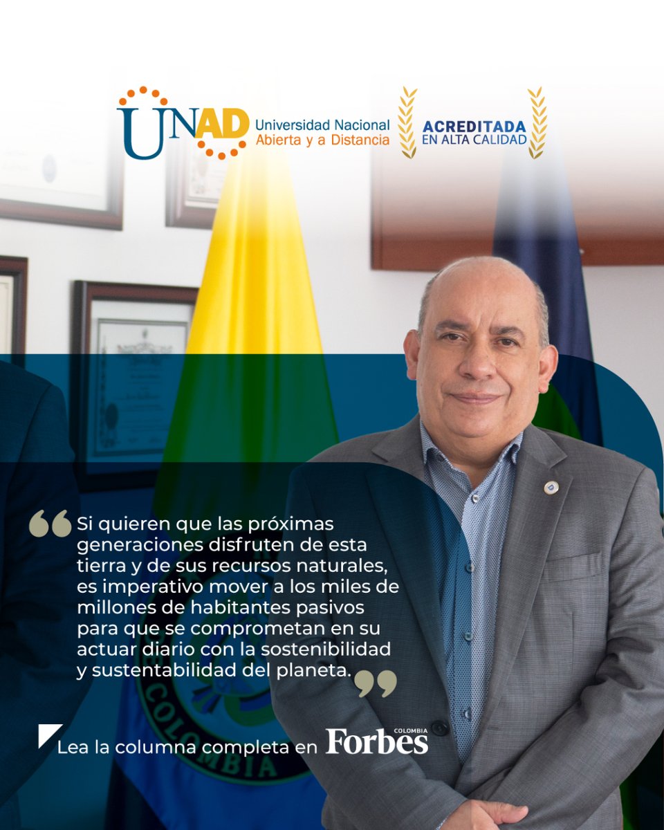 Universidad UNAD (@universidadunad) on Twitter photo 📌 No dejes de leer en la 📰 revista Forbes Colombia, la columna de opinión de <a href="/JaimeLeal_/">Jaime Leal Afanador</a> rector UNAD , refiriéndose a "Nuestra responsabilidad con el planeta que dejaremos a las próximas generaciones" 🌍💙 #RectorOpina
👀 Lee la columna en 👉 noticias.unad.edu.co/index.php/unad… 📌 No dejes de leer en la 📰 revista Forbes Colombia, la columna de opinión de <a href="/JaimeLeal_/">Jaime Leal Afanador</a> rector UNAD , refiriéndose a "Nuestra responsabilidad con el planeta que dejaremos a las próximas generaciones" 🌍💙 #RectorOpina
👀 Lee la columna en 👉 noticias.unad.edu.co/index.php/unad…