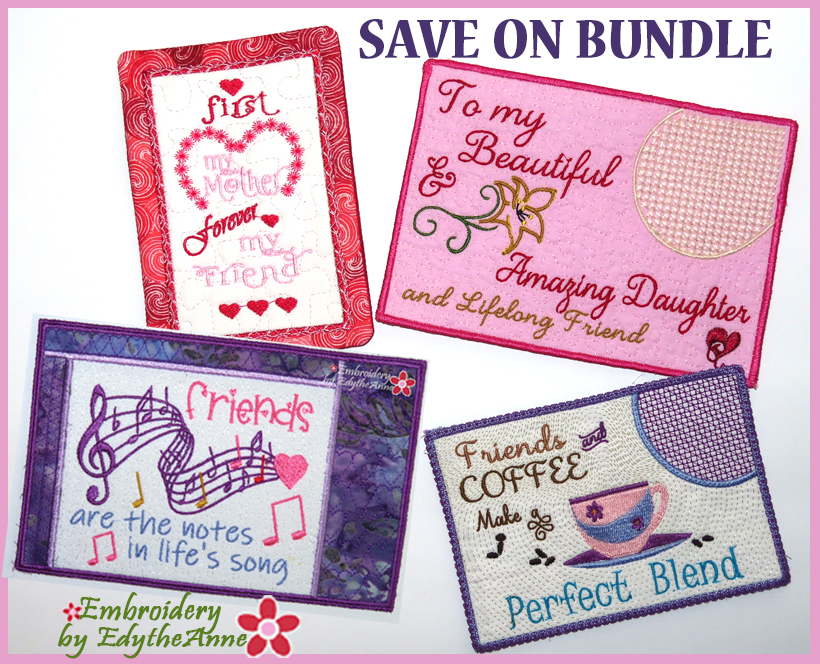 FRIENDS & FAMILY MUG MAT BUNDLE Save 50% this week ONLY Get all four at half price! 

bit.ly/3BK4yE5

#EmbroiderybyEdytheAnne  #InTheHoopMachineEmbroidery #Quilting #Sewing#Embroidery #Sale  #MugMat #MugRug  #Friends #GreetingCard #Family