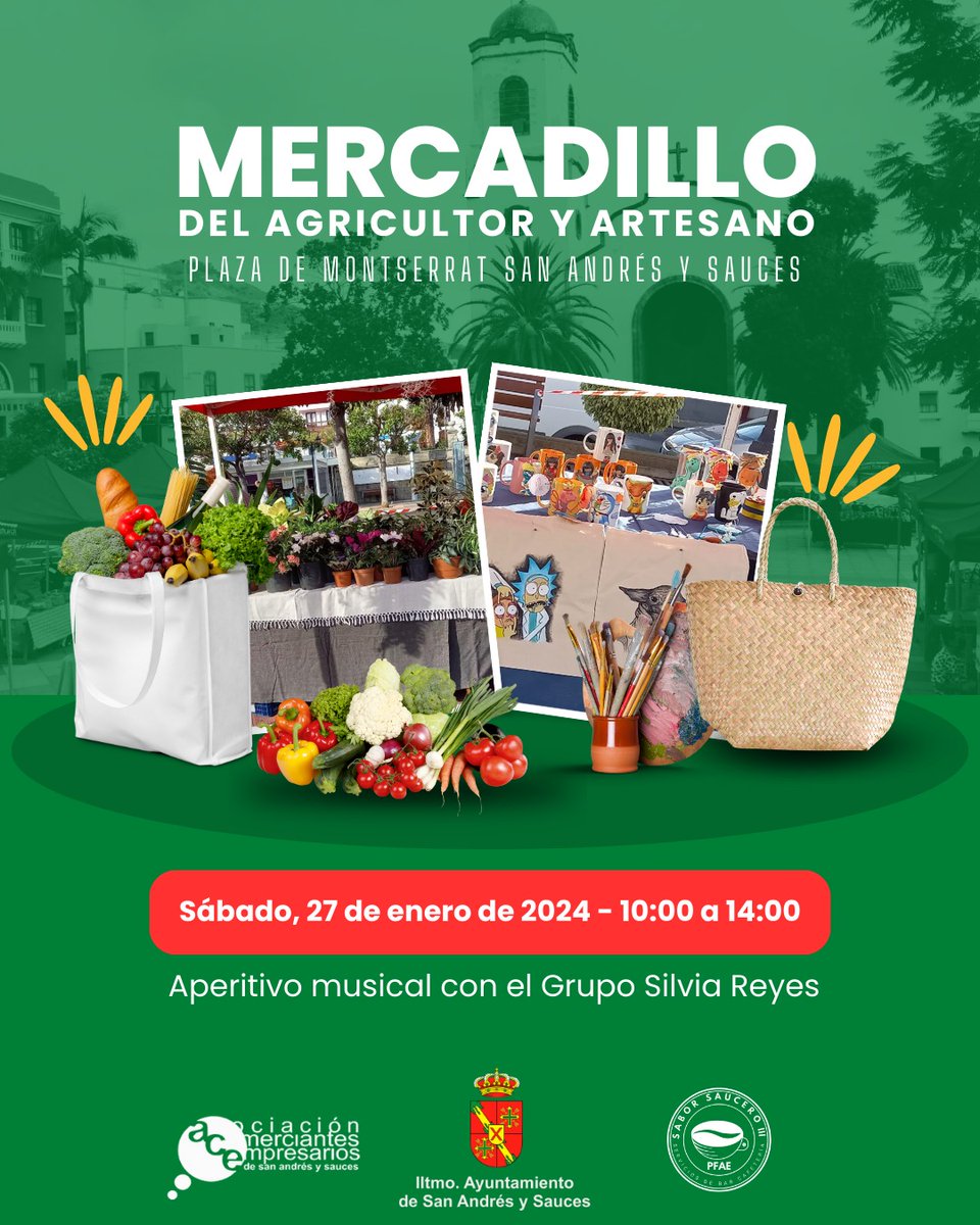sandresysauces's tweet photo. 𝘾𝙤𝙢𝙚𝙧𝙘𝙞𝙤 𝙨𝙖𝙪𝙘𝙚𝙧𝙤 🛍

📌 Este próximo sábado, 27 de enero, la Plaza de Montserrat acoge el Mercadillo del Agricultor y Artesano. Podrás disfrutar de los mejores productos locales y, a partir de las 12:00, podrás degustar las creaciones gastronómicas del PFAE https://t.co/BKCXPZZJYb