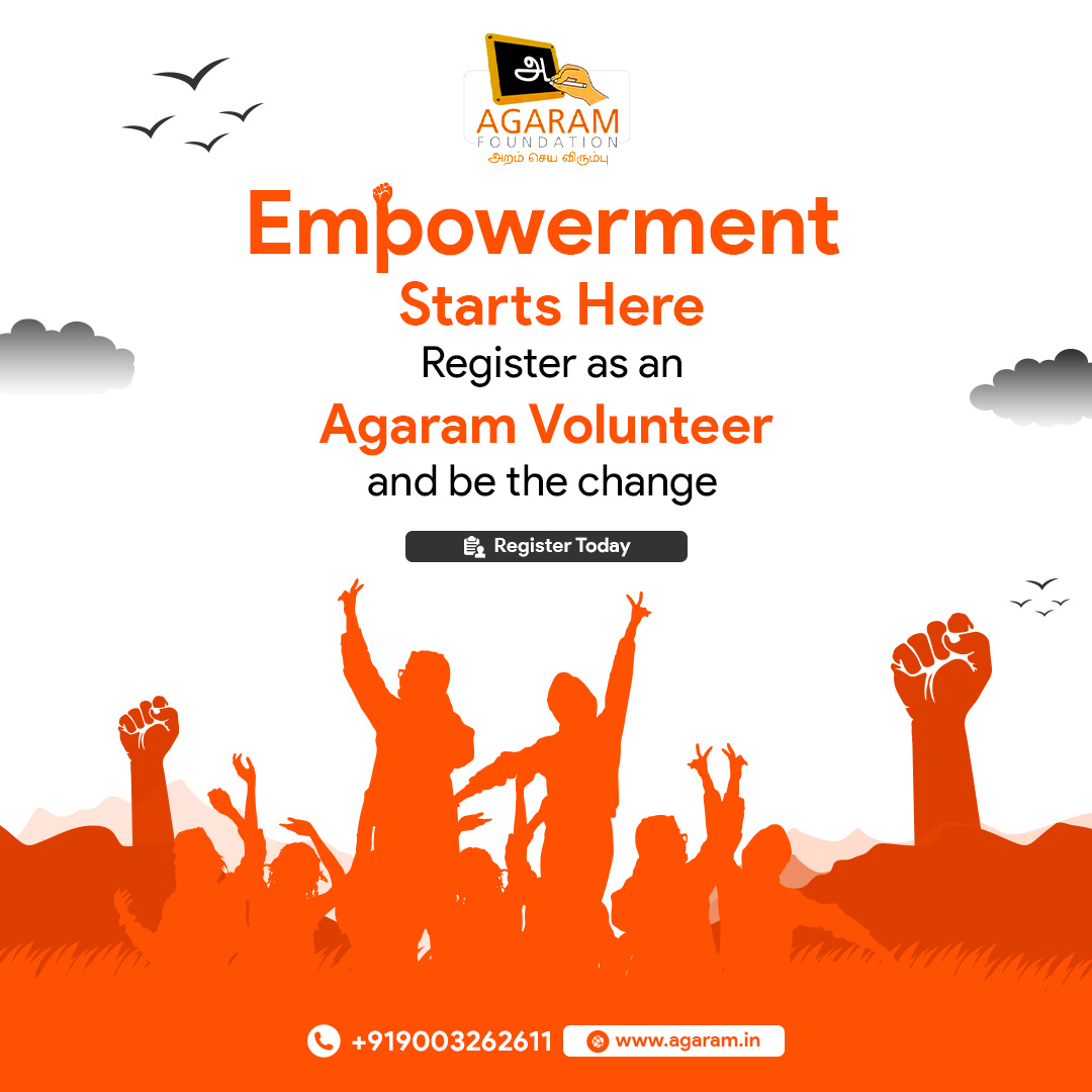 Ready to make a positive impact? Register as an Agaram Volunteer and let's create change together!

Register Here:
agaram.in/volunteers

#bethechange #SocialAwareness #Agaram #changealife #fundraising #empowerstudents #donation #charity #donate #help #support #community