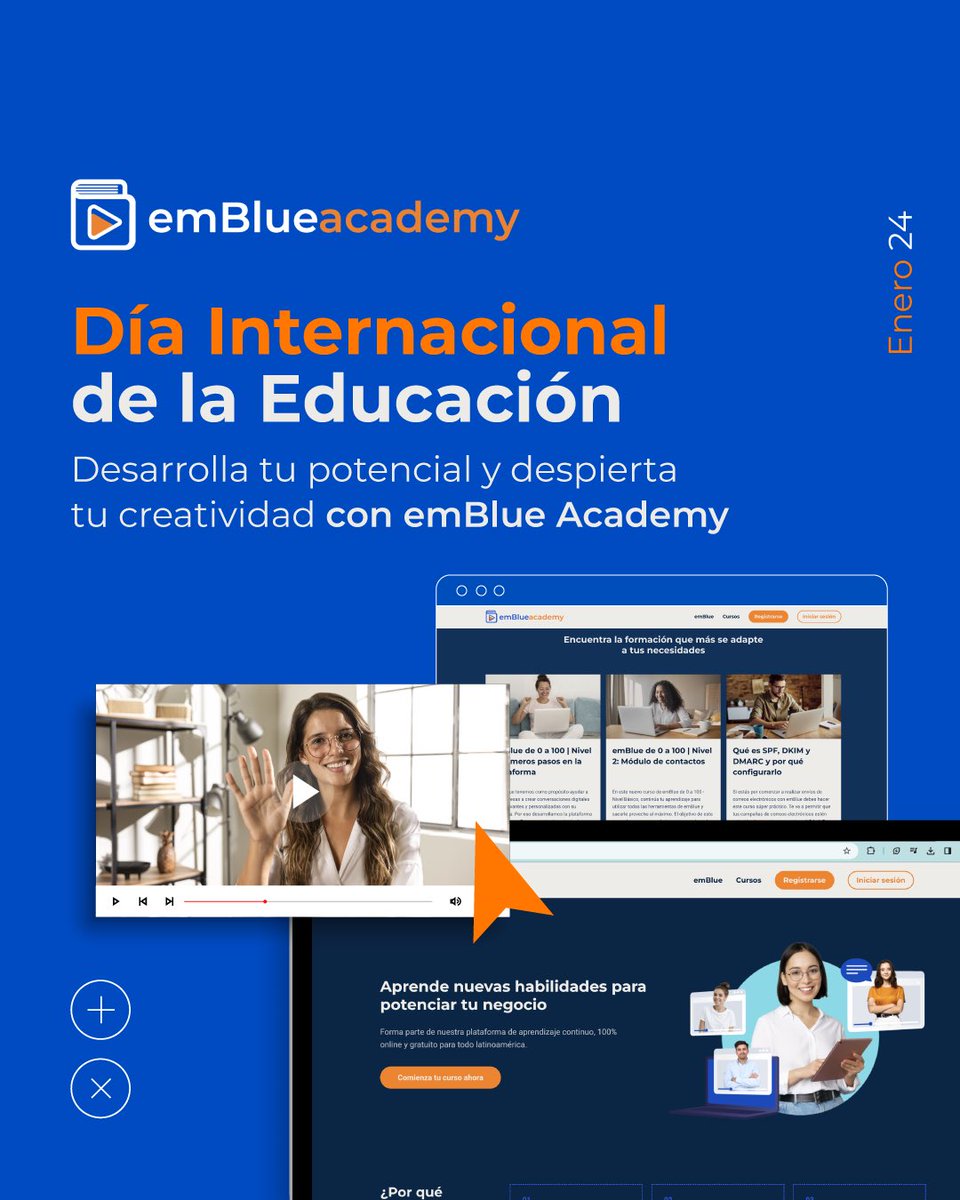 ¡Celebremos juntos el Día Internacional de la Educación! 🎓 En emBlue Academy, estamos comprometidos con el crecimiento y el aprendizaje continuo. 🚀 Descubre un mundo de oportunidades con nuestros cursos gratuitos. 💼 🌐academy.embluemail.com
 #DiaInternacionalDeLaEducacion