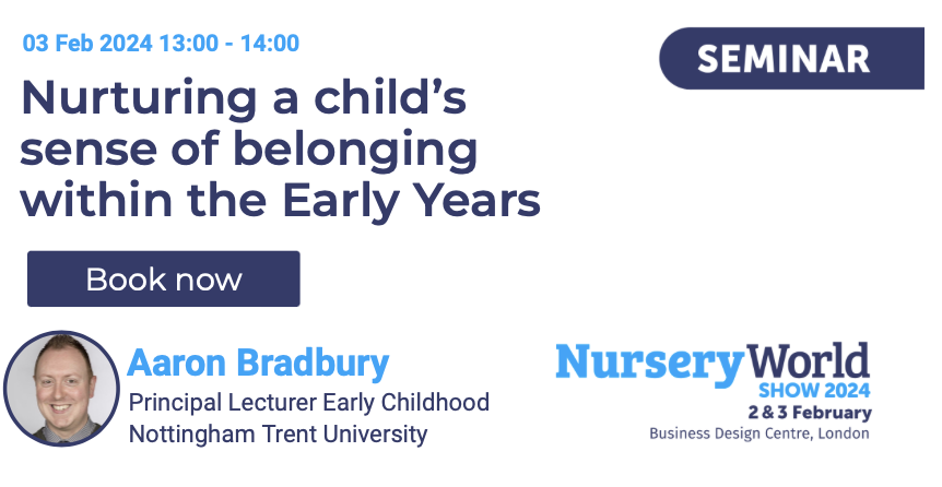 We are really excited that one of our Principal Lecturers
<a href="/AaronTeamEC/">Dr. Aaron Bradbury</a> will be presenting at the Nursery World Show in London this year. His session is about Nurturing a child's sense of belonging within the EYs. nurseryworldshow.com/seminars/nurtu…
