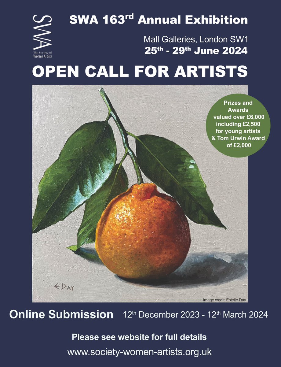 Have you submitted work yet for the 163rd Annual Exhibition. To submit visit society-women-artists.org.uk  for full Ts &amp; Cs and further information visit the SWA website and head for Annual Exhibition.