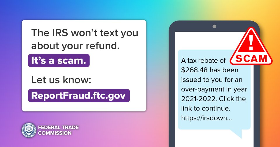 PBCConsumer's tweet photo. #HeadsUp #PBC #IRS #TaxSeason #PSA + #ScamAlert 🚨Got an email/text message about a tax refund? #IRSimpersonators send messages about a refund/tax statement to trick you into giving #personalInfo 🚨  #KnowledgeIsPower #GetSome https://t.co/r47gLcTpMi @pbcgov @PBCountySheriff https://t.co/SkyiLyqD34