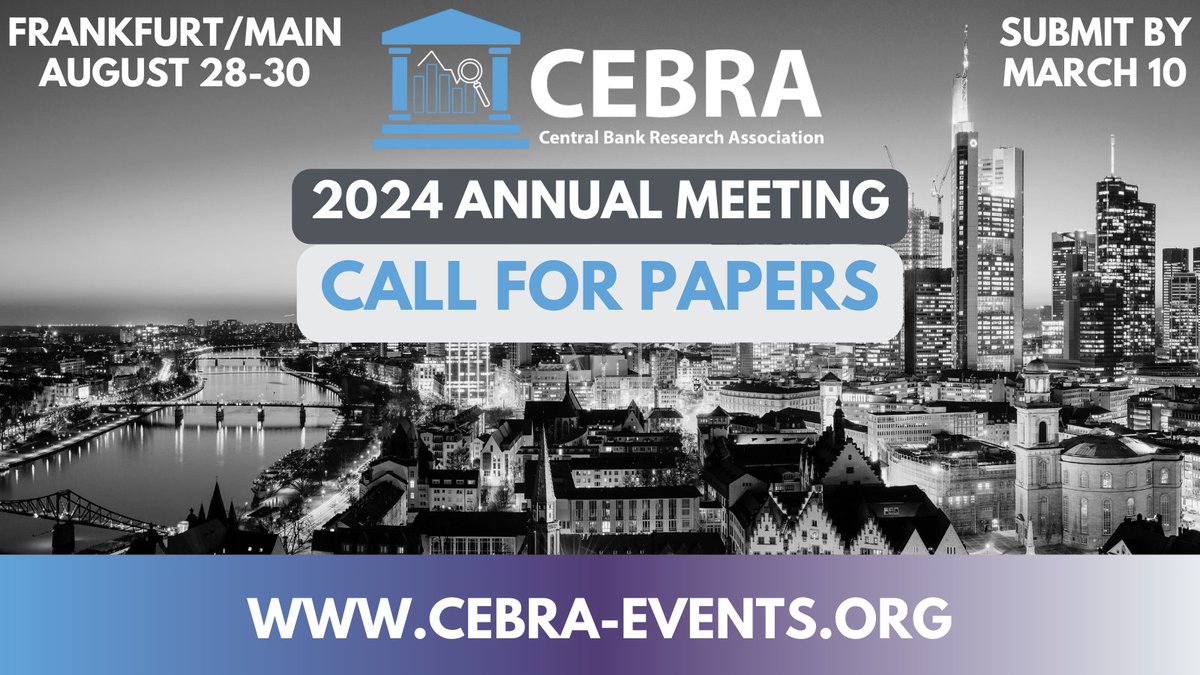 Alexander Dietrich (@amdietrich_econ) on Twitter photo 🚨Call for papers - <a href="/CebraOrg/">Central Bank Research Association</a> 2024 Annual Meeting cebra-events.org/call-for-papers will be in Frankfurt, from August 28-30.
Together with <a href="/renato_faccini/">renato_faccini</a>, I will be organizing this years' <a href="/nationalbanken/">Danmarks Nationalbank</a> session on Energy Prices, Inflation and Consumer Expectations #CEBRA24 #EconTwitter 🚨Call for papers - <a href="/CebraOrg/">Central Bank Research Association</a> 2024 Annual Meeting cebra-events.org/call-for-papers will be in Frankfurt, from August 28-30.
Together with <a href="/renato_faccini/">renato_faccini</a>, I will be organizing this years' <a href="/nationalbanken/">Danmarks Nationalbank</a> session on Energy Prices, Inflation and Consumer Expectations #CEBRA24 #EconTwitter