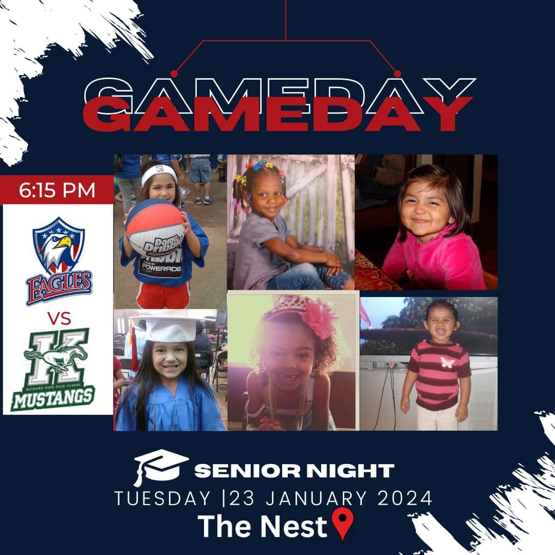 🚨GAMEDAY🚨
🗓 Tuesday, 1/23/2024
🎓Senior Night
🕖Freshman 5:00 PM
      Varsity 6:15
🆚 King
📍The Nest
