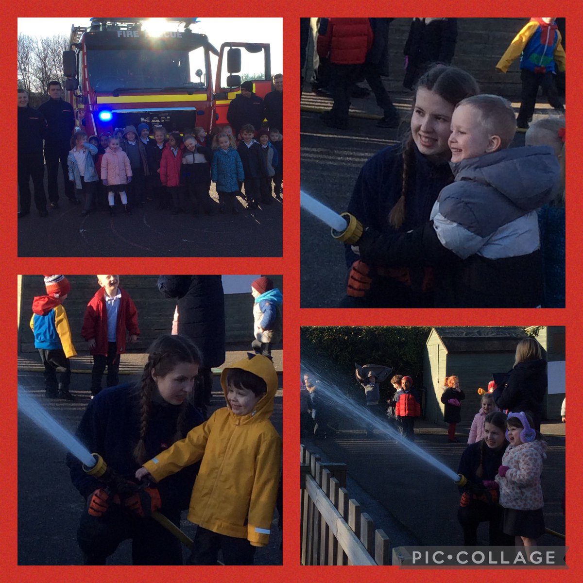 Superhero adventures at school! Our young heroes had a thrilling visit from real-life superheroes – the firefighters! 🚒💦 Excitement soared as they got to handle the hose and learn about fire fighters Learning meets action! 💪🔥 #SuperheroSchool @Little_Gonerby @InfinityAcad