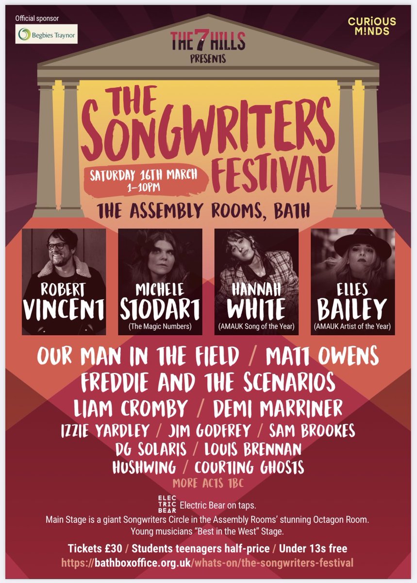 So stoked to announce this! A 360• main stage in one of the most gorgeous venues. So grateful to the artists, @NTAssemblyRooms @bathboxoffice & our sponsors #begbiestraynor ! @americanaUK @TheAMAUK @EllesBailey @RobVincentMusic @songsbyhannah @MicheleStodart @izzieyardley #gigs