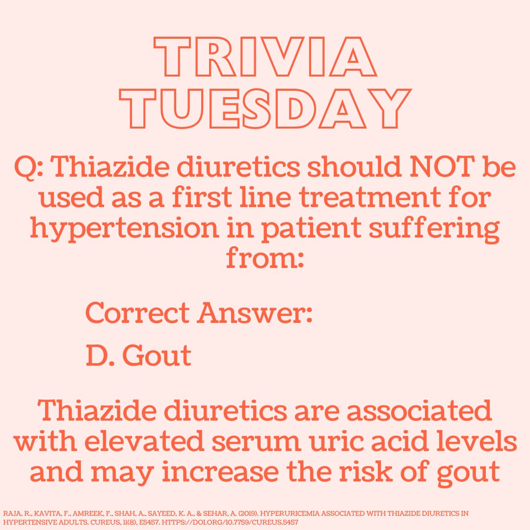 Happy Tuesday! Test your knowledge on thiazide diuretics!📚💊