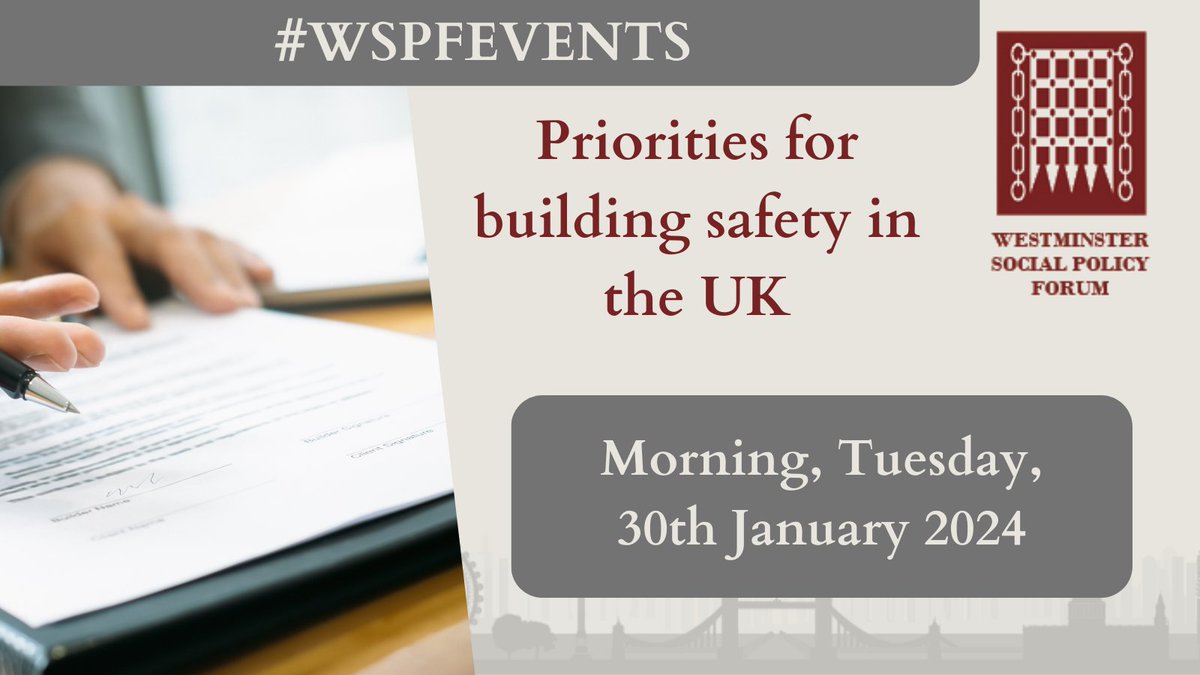 Tuesday the 30th January- join the Westminster Social Policy Forum conference where they will be discussing 'Priorities for building safety in the UK.' You can find the full agenda here: zurl.co/bCGT