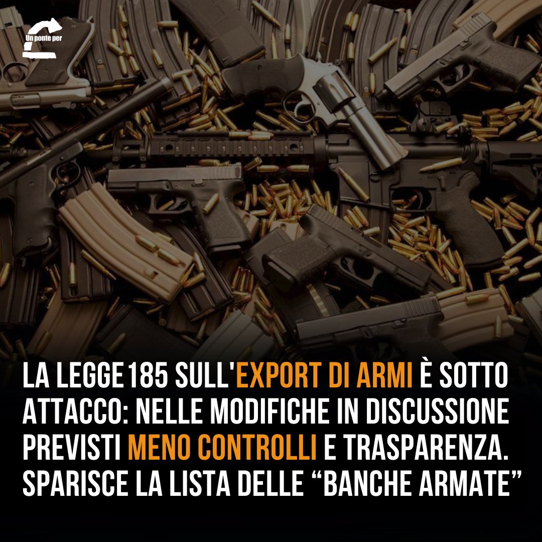Se le modifiche alla #legge185 sull’export delle #armi andranno in porto "i correntisti non sapranno più quali banche traggono profitti dal commercio di armi verso regimi, Paesi autoritari o coinvolti in conflitti armati”, cit. <a href="/beretta_g/">Giorgio Beretta</a>.