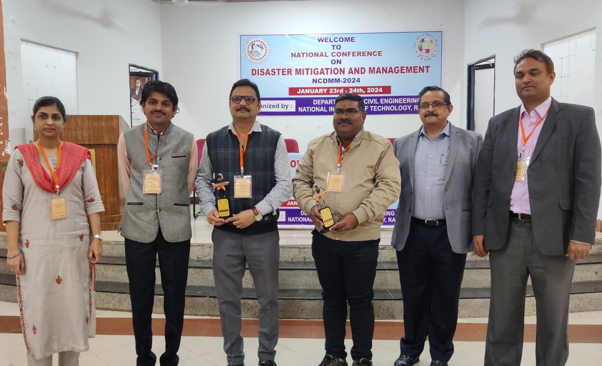 Thank you to the members of the organising committee, for the inviting me and honor of serving as the session chairman for the prestigious Two Days National Conference on Disaster Mitigation and Management, NCDMM-2024, on 23 January 24.

#gratitude #NITRaipur #Conference #raipur