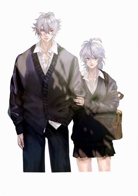「brother and sister hair between eyes」 illustration images(Latest)