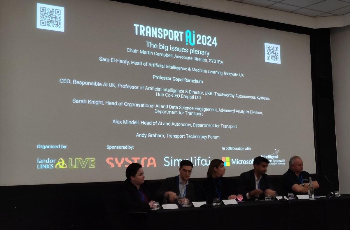 Great to be at the inaugural @landor_links Transport AI 2024 conference in Manchester, catching up with Members and hearing about the latest developments in AI within the transport sector. #ArtificialInteligence #AIandITS