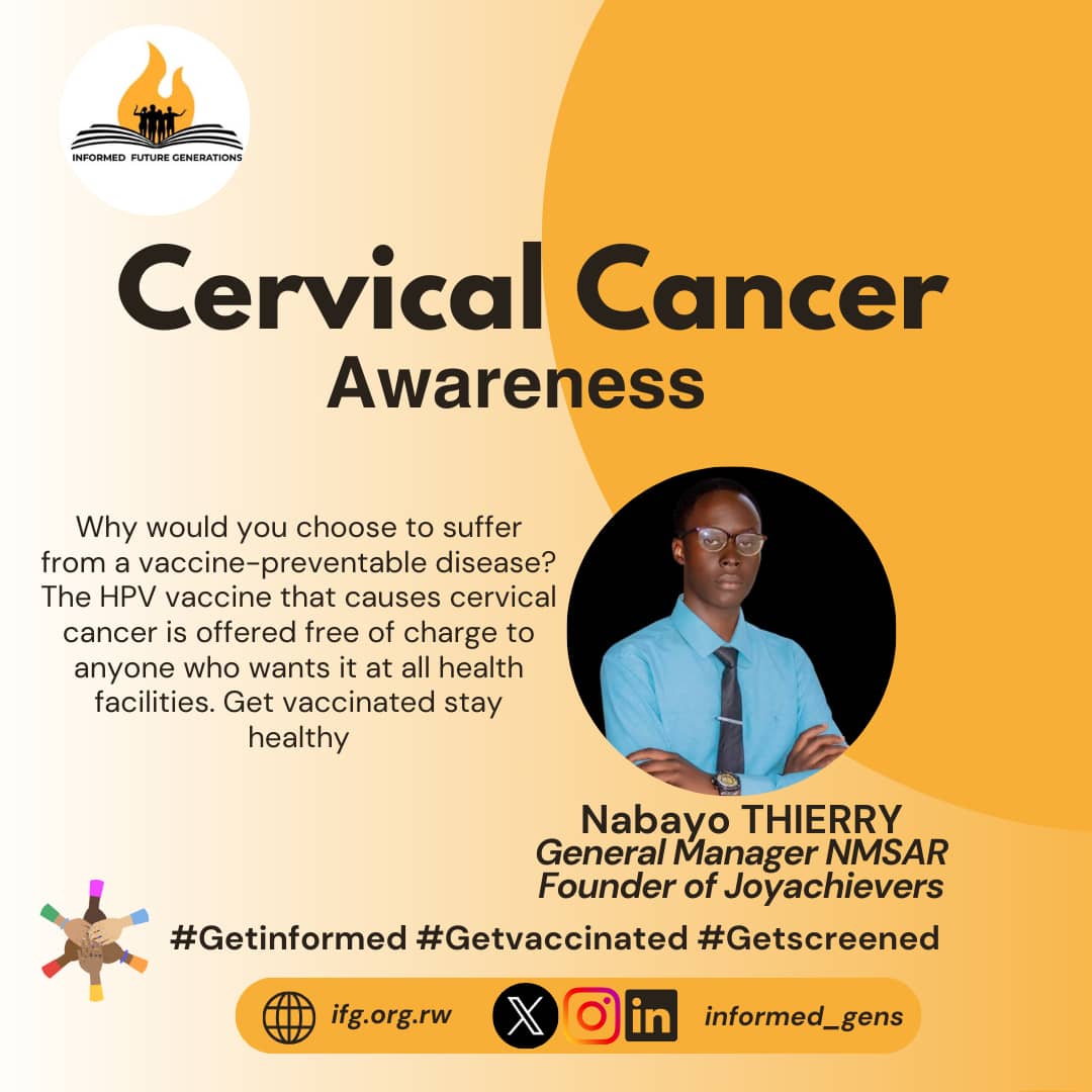 Save your life by getting the cervical cancer vaccine.
@informed_gens 
#Getinformed #Getvaccinated
#GetScreened 
@Joyachievers