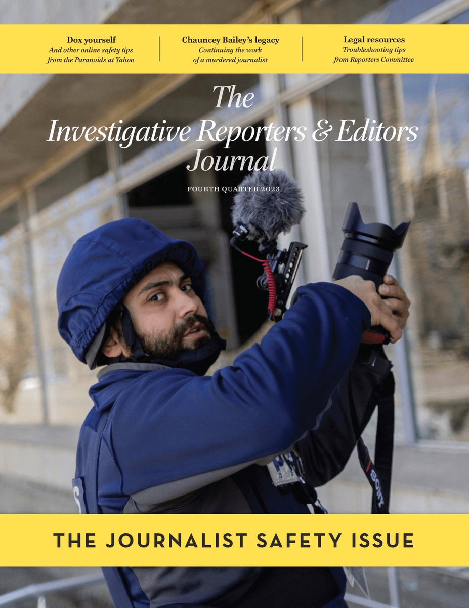 The latest edition of the IRE Journal focuses on journalist safety: ire.org/product/ire-jo… Our writers offer guidance on getting help in emergencies, protecting yourself online and coping with trauma. We also explore journalism trends and techniques behind major investigations.