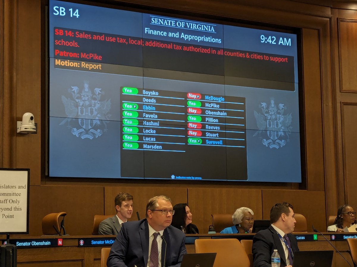 Another bill to #FundOurSchools reporting with bipartisan support! SB14 by @JeremyMcPike to allow communities to fund school construction through a sales tax advanced from Senate Finance on a 10-4 vote.