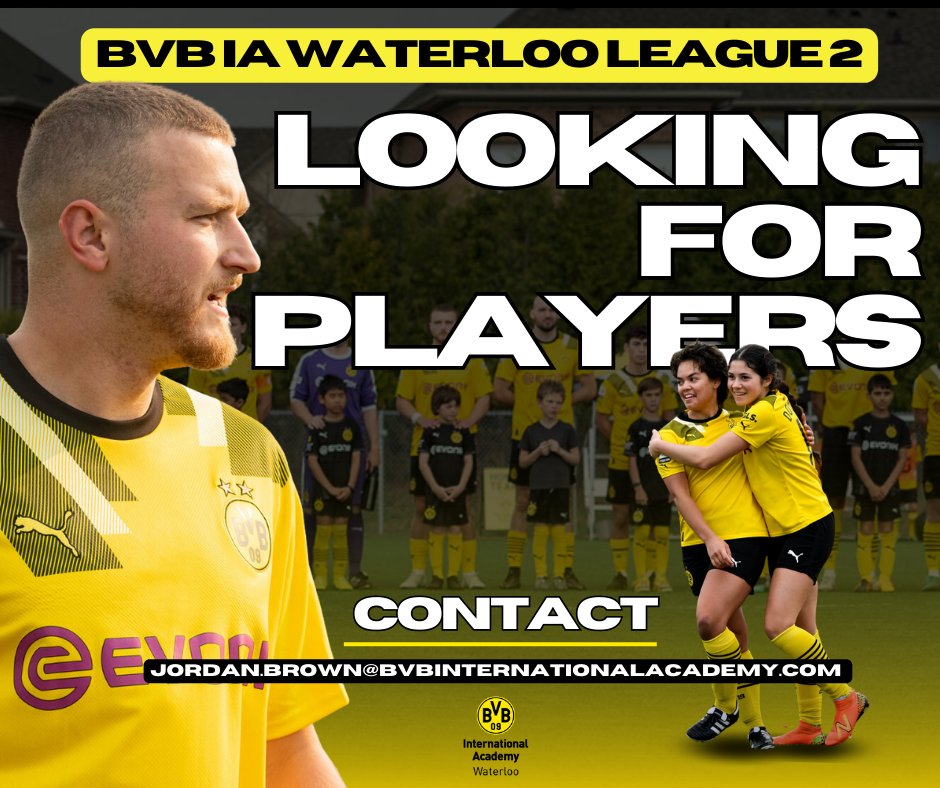 BVB IA Waterloo (@bvbiawaterloo) on Twitter photo We are looking to complete our L2 rosters. Contact Jordan if you want to play League2 soccer. <a href="/League1ON/">League1 Ontario Communications</a> We are looking to complete our L2 rosters. Contact Jordan if you want to play League2 soccer. <a href="/League1ON/">League1 Ontario Communications</a>