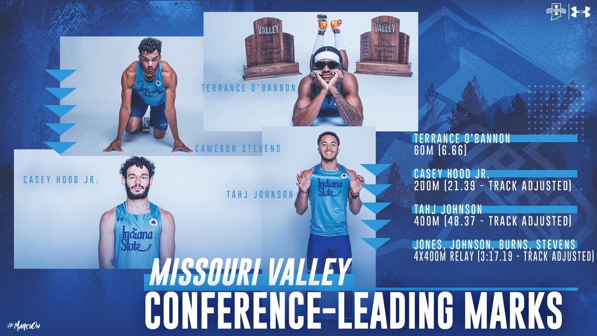 IndStXCTF's tweet photo. Topping the charts 📈

Three meets into the season, Indiana State owns the top mark in the MVC in 1️⃣2️⃣ different events!

#MarchOn | #StayRooted https://t.co/xMy8ZcdaVe