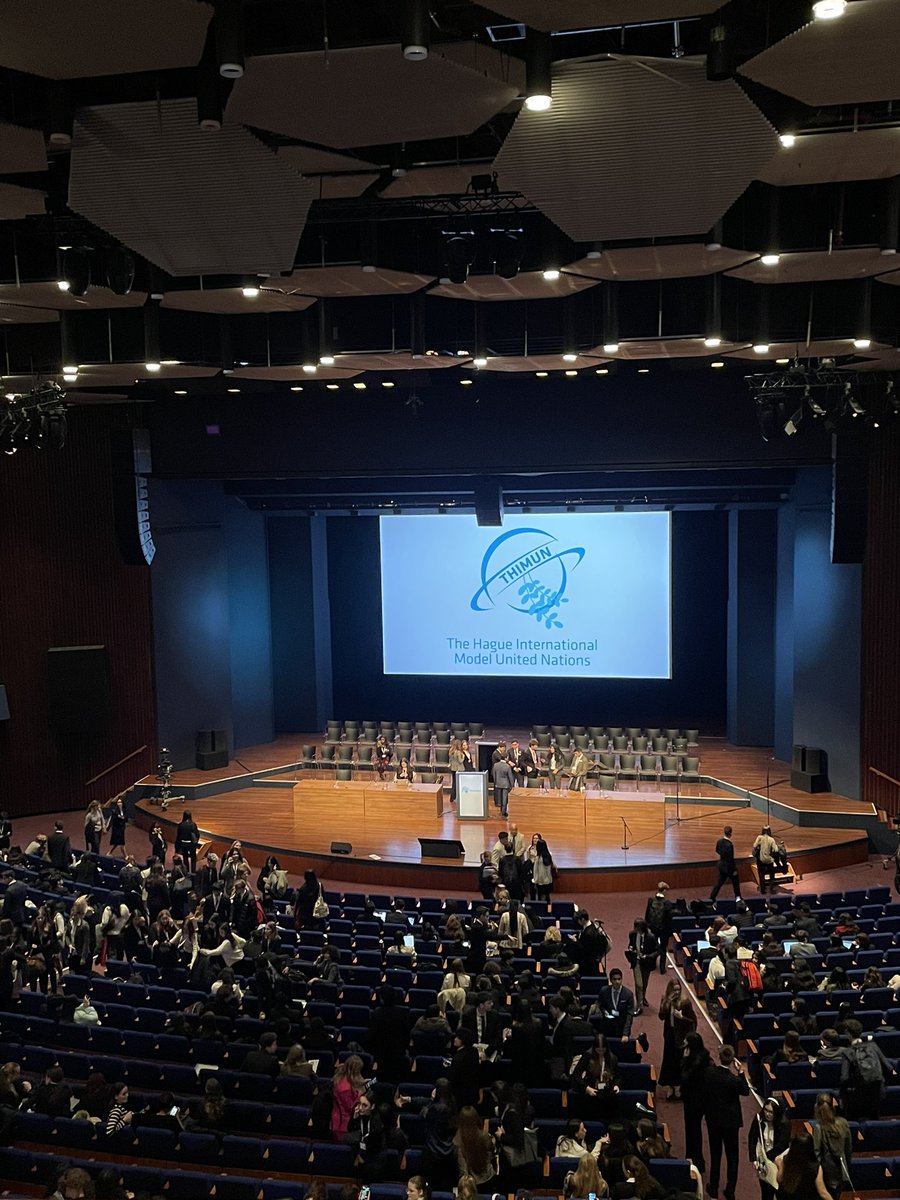 All our delegates are making their way to the  #THIMUN24 Opening Ceremony after a long day of lobbying in Committee