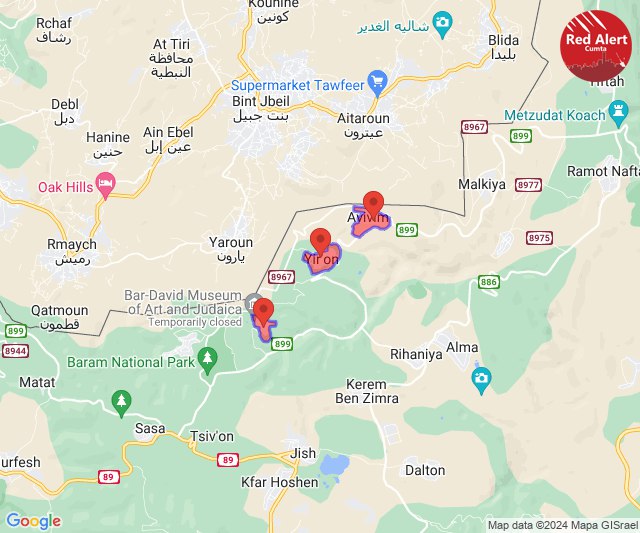 🚨 Missile sirens ring in 'Avivim,' 'Baram,' and 'Yiron' in northern occupied Palestine.

🚨 Missile sirens ring in several settlements near the Lebanese-Palestinian borders.