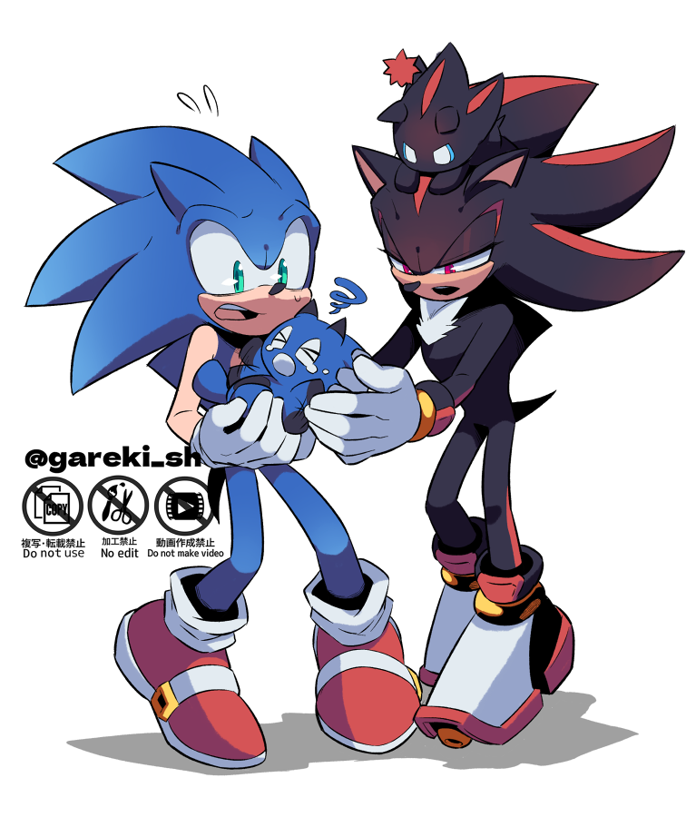 shadow the hedgehog ,sonic the hedgehog 2boys multiple boys gloves male focus furry male white gloves red footwear  illustration images