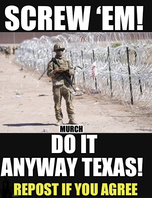 Who thinks Texas should keep up the border razor wire? 🙋‍♂️