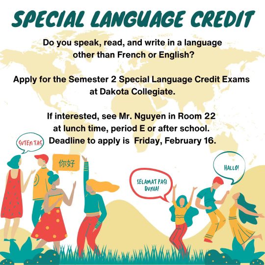 Do you speak, read, and write in a language other than French or English? You should register for the Special Language Credit Exam!