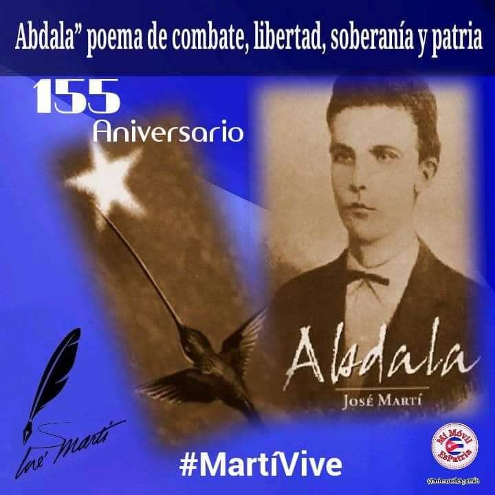 A 155 años de ser publicada la primera obra escrita por Martí: "Abdala", volvemos a la carga cual personaje que estuvo dispuesto a darlo todo por la Patria amada #MartíVive #CubaMined #PinardelRío <a href="/RoigNoda/">Jesusin Noda Roig</a> <a href="/CurbeloNiurka/">Niurka María Curbelo Herrera</a> <a href="/btan0987/">Naima Ariatne Trujillo</a>