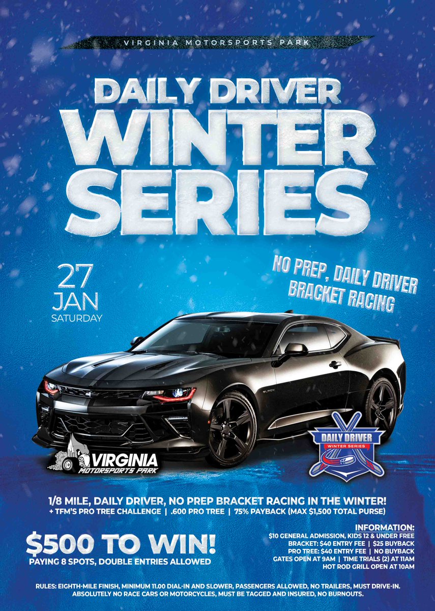 This Saturday! The second Daily Driver Winter Series event is coming up this weekend - don't miss out on a Saturday afternoon at the racetrack! Much needed after the last few weeks of frigid weather!