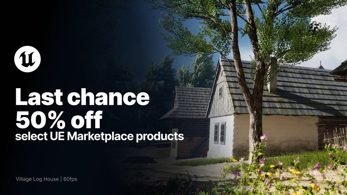 UnrealEngine's tweet photo. It's your last chance to buy over 2,000 products at up to 50% off 🏷️

Less than 24 hours remain to save 50% on over 2,000 products—shop now:

https://t.co/J6pFuIAX6R https://t.co/z11qUtC0iS