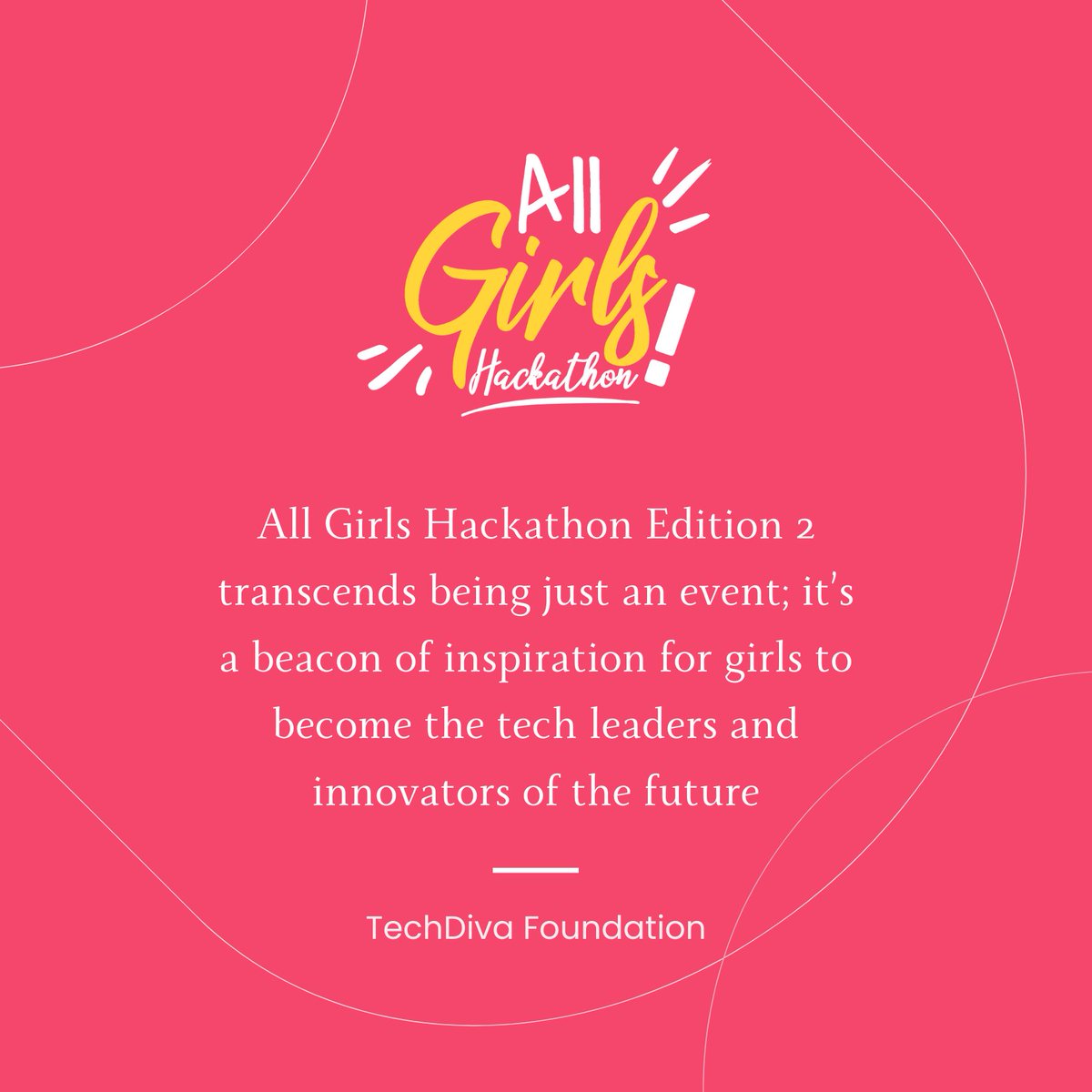 WeAreTechDiva's tweet photo. The All Girls Hackathon Edition 2 is more than an event – it's a catalyst for change. We're inspiring girls to envision a future where they lead and innovate in tech. Join us in this empowering journey! #LeadInTech #AllGirlsHackathon #AGH2024 #GirlsInTech #NationalGirlChildDay https://t.co/0siJDVpmnF
