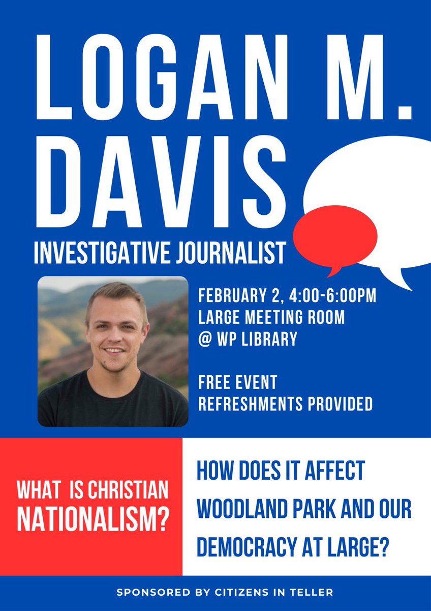 I’ll be speaking about the nature and threat of Christian nationalism next Friday down in Woodland Park. If you’re in the area, I’d love to see you.