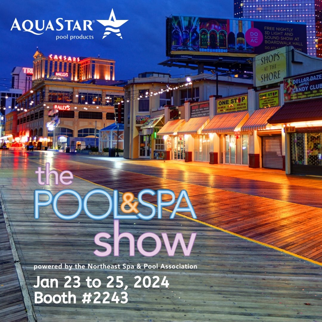 AquastarP's tweet image. MEET US AT THE BOARDWALK - Stop by Booth #2243 to see the #PoolNation award-winning PIPELINE FILTERS &amp;amp; PURESTAR OZONE SYSTEMS! Check out our Pipeline Filters, designed to maximize performance. Also, check out all our VGBA Solutions to keep your pools safe!
