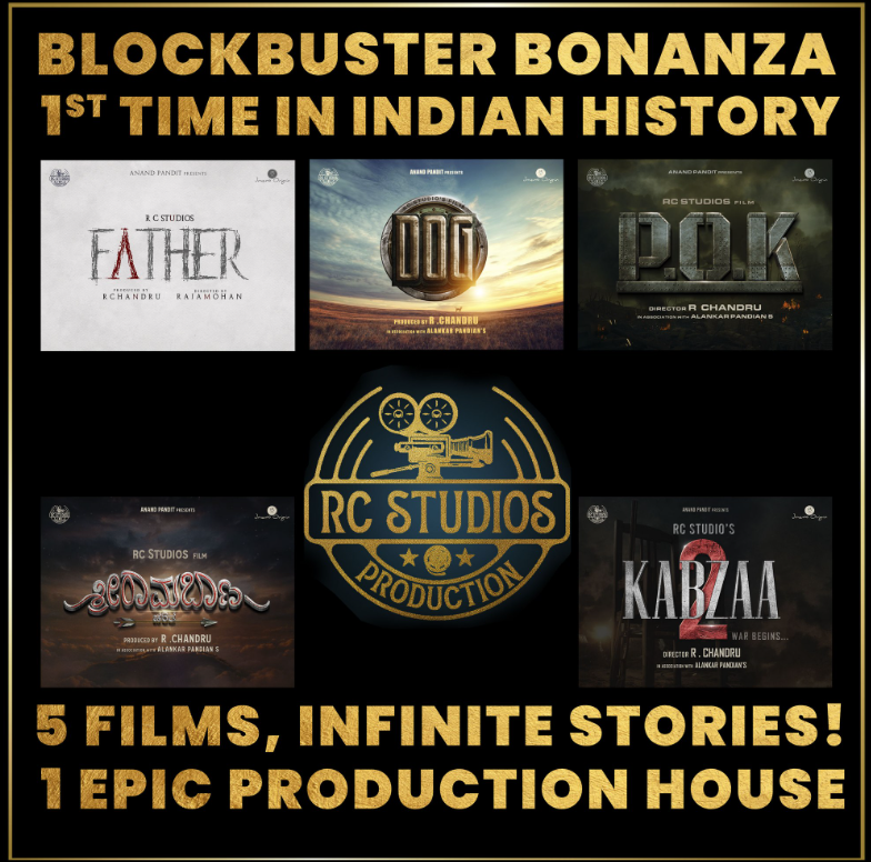 RSKTheMonsters's tweet photo. First time ever in the history of Indian Cinema
5 Films announced simultaneously.
5 Films
Infinite Stories
1 man @rchandru_movies..,BOSS bolthey. 😎
Man himself directing most scariest #Kabzaa2 & #POK
#RCStudio #RChandru #Kabzaa https://t.co/PRDw60IhLT