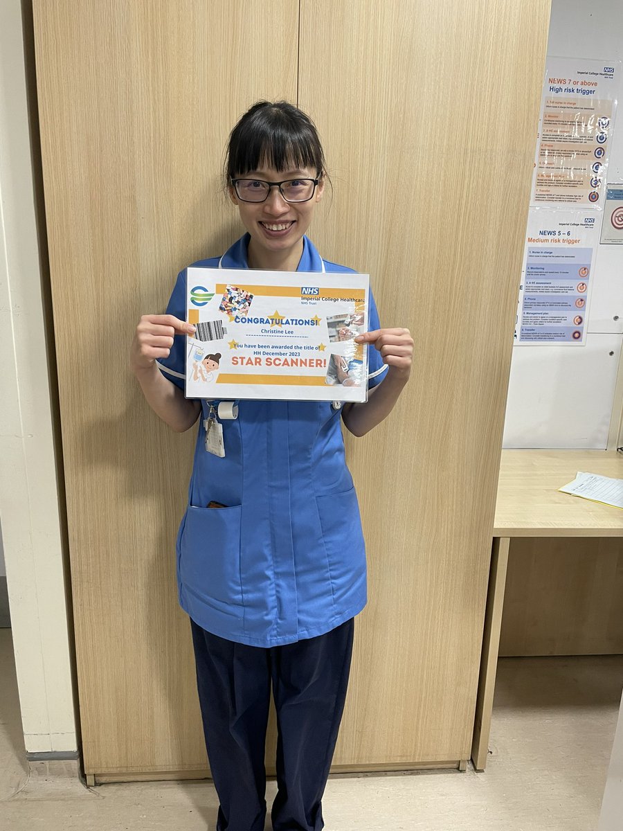 A big congratulations to Christine from A8 ward! She has been awarded star scanner for HH for excelling in using digital workflows. So proud of you keep up the good work. ⭐️⭐️⭐️ @ImperialPeople @DonnaGoodfellow #cerner #digitalnursing #digitaleducation