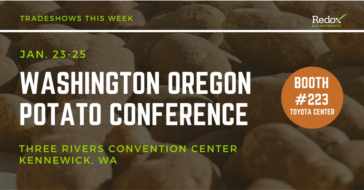 redoxgrows's tweet photo. Don't miss Redox agronomists Jeff Yoder and Jasmine Baird at the Washington Oregon Potato Conference this week! Find us in the Toyota Center in booth 223. #waorpotatoconference2024 #potatoconference https://t.co/QsmMmWhEvL