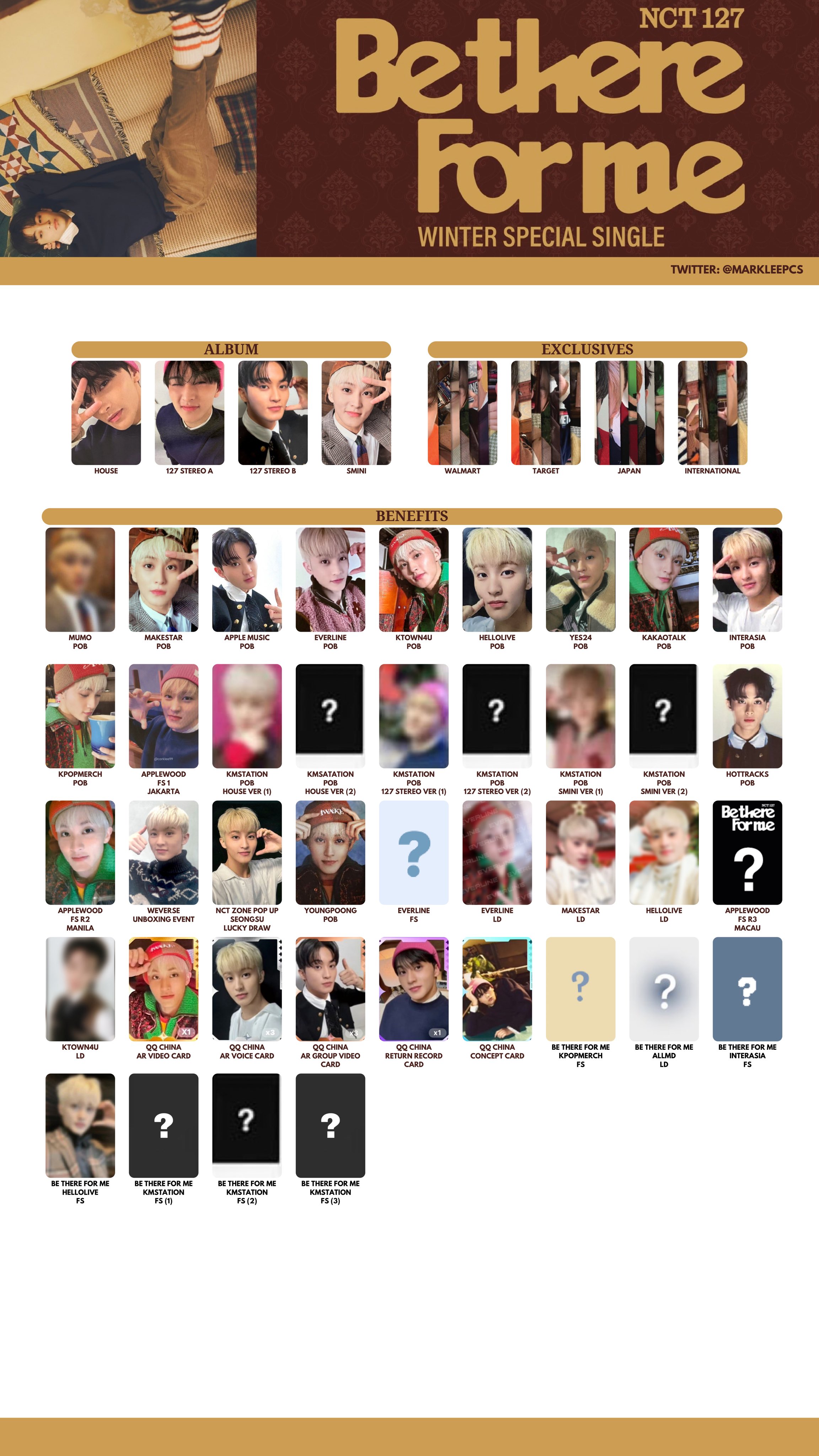 NCT 127 マーク be there for me トレカ  stereo NCT 127 - Be There For Me - 127 Stereo Version - Random