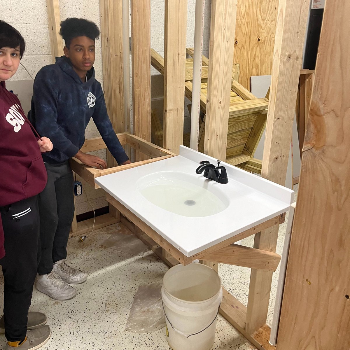 Anyone need plumbing work done? Well, maybe not *yet* but soon, as our Project SPEAR-IT students are learning how to solder copper pipe connections and hook up sinks. 'A bit messy,' according to teacher Tim O'Leary, 'but they certainly are enjoying it.'