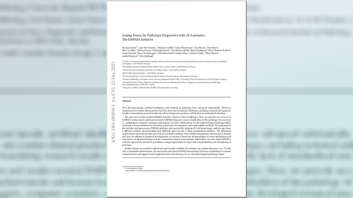 New #preprint Joining Forces for #Pathology #Diagnostics with #AI Assistance: <a href="/TheEMPAIA/">EMPAIA International e. V.</a> Initiative:  doi.org/mdfw
#ComputationalPathology