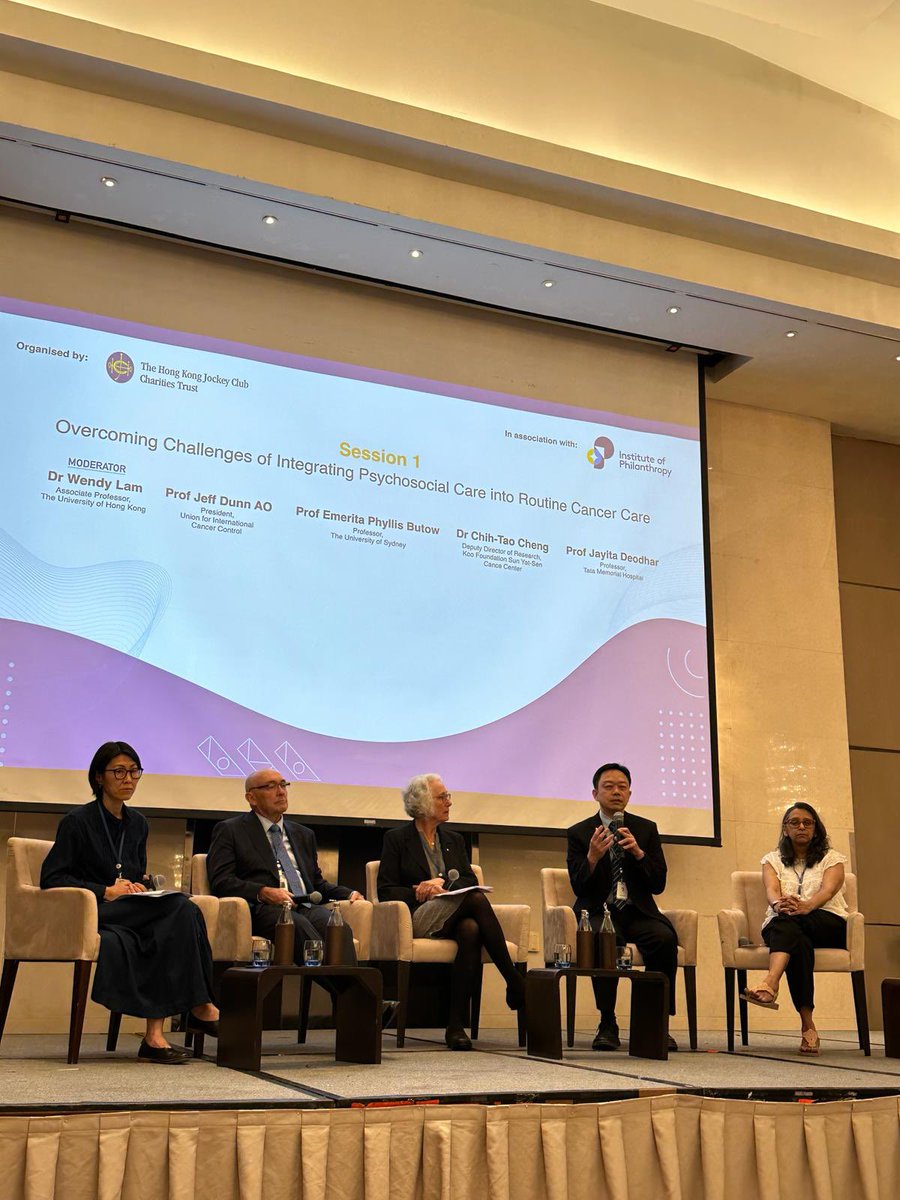 wwtlam07's tweet photo. Attending #PMAC side meeting curated by #HKJCCharitiesTrust Panel discussion “Overcoming challenges of integrating psychosocial care into routine cancer care”. Grateful for @JayitaDeodhar @ProfJeffDunn #PhyllisButow #ChihTaoCheng sharing your experience.
@IPOSPsychoOncol https://t.co/4KKOjdOTs6