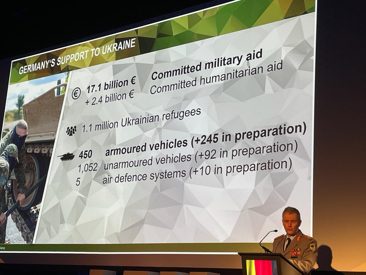 Fantastic to see General Marlow, commander Special Training Command of the <a href="/Deutschesheer/">Alan</a> taking the time to update the International Armoured Vehicle Conference in the UK on <a href="/Bundeswehrinfo/">Bundeswehr</a> support to the Ukraine.