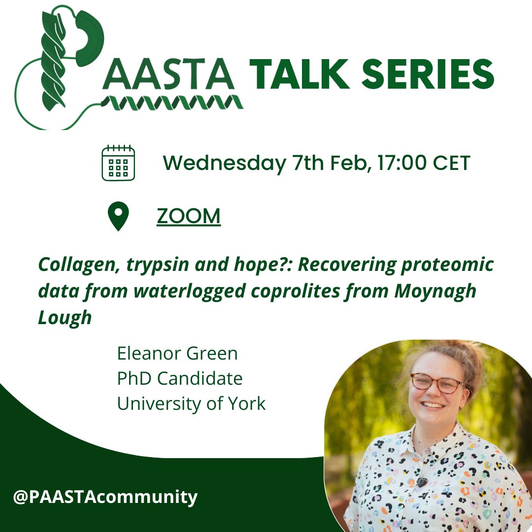 paastacommunity's tweet photo. The next talk from our #PAASTA Talk Series will be given on Wednesday 7th Feb, 17:00 CET  by @EleJGreen from @York_BioArCh
DM us for a ZOOM link! https://t.co/5ujfWw36iu